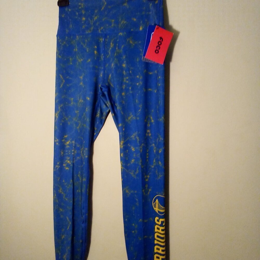 Foco Leggings Women S NBA Golden State Warriors Active Athletic Blue Yellow